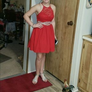 Red Sparkle Semi Formal Dress💜